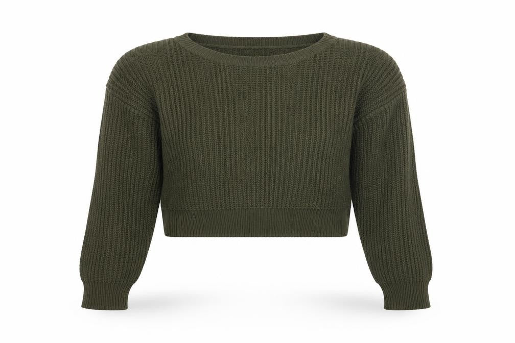 Front view of New Look girls’ green jumper, size 14, years