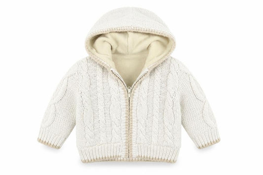 Front view of Mothercare boys’ beige jacket coatigan, size 6-9, months