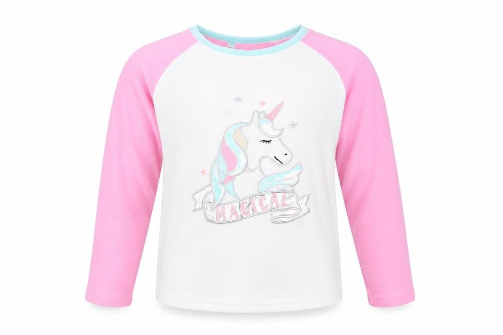 Front view of Primark girls’ multicoloured top pyjama top, size 9-10, years