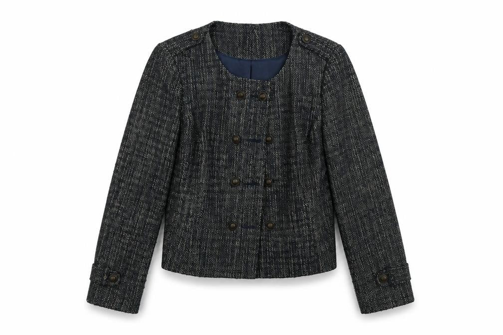 Front view of Marks & Spencer women’s blue jacket blazer, size UK 14
