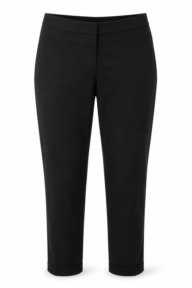 Front view of Next women’s black trousers, size UK 10, 26-inch leg