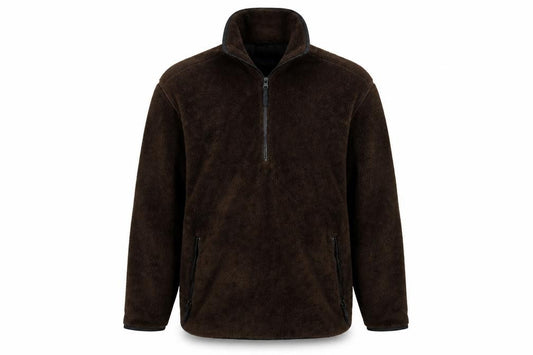 Front view of Global Adventure men’s brown overcoat coatigan, size S