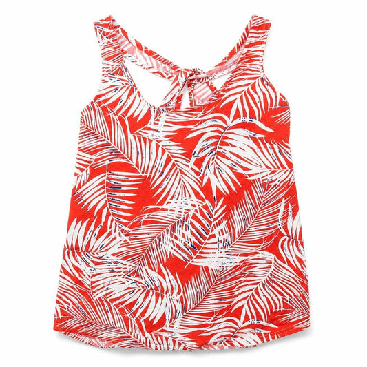 Front view of F&F women’s red floral basic tank, size UK 12