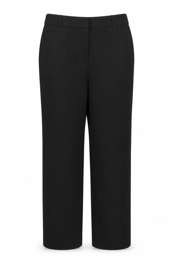 Front view of New Look women’s black suit trousers, size UK 12