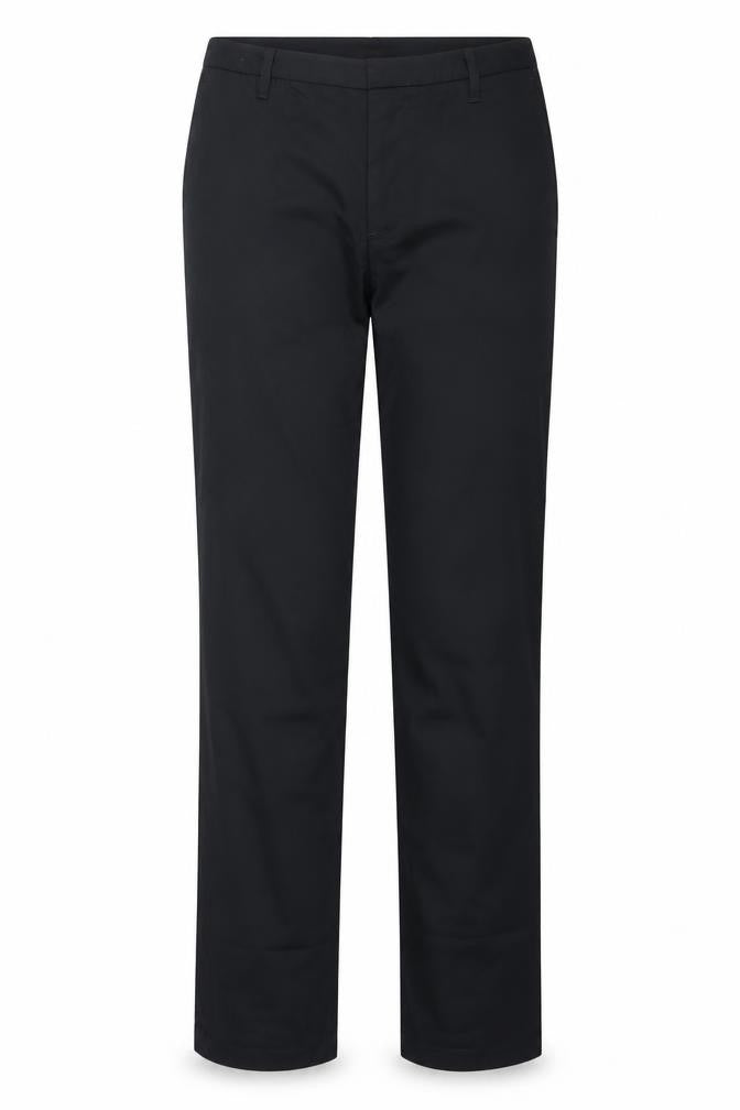 Front view of Preworn women’s black trousers, size L, 32-inch leg