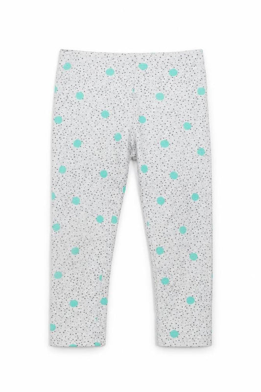 Front view of Mothercare girls’ grey geometric capri trousers, size 2-3, years