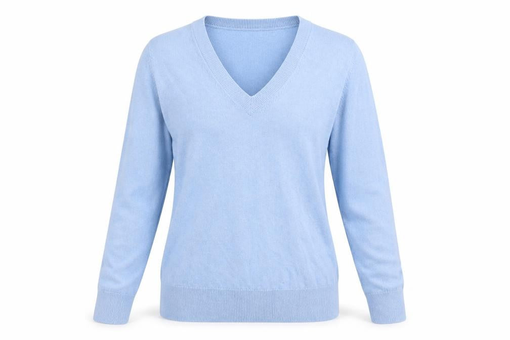 Front view of Very women’s blue pullover sweatshirt, size UK 10
