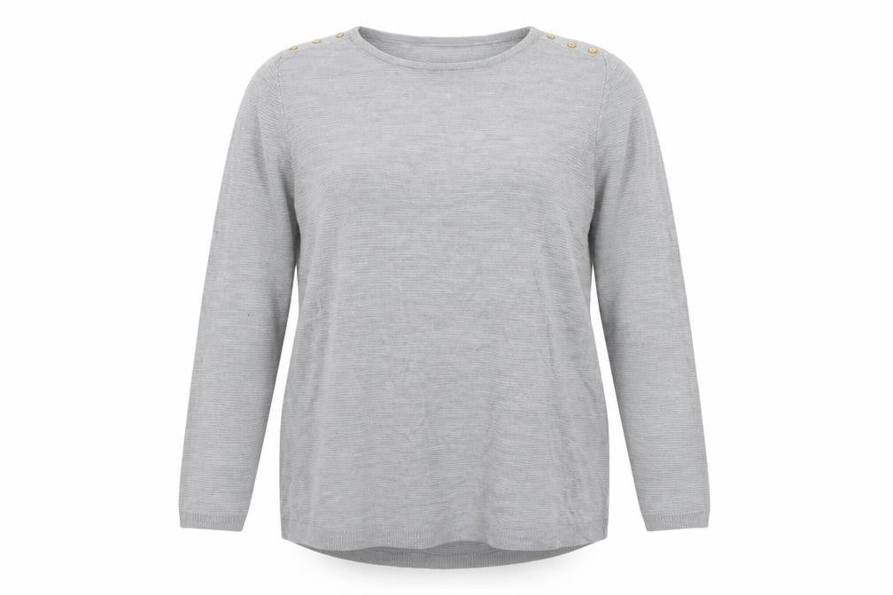 Front view of Bonmarché women’s grey knit jumper, size UK 16