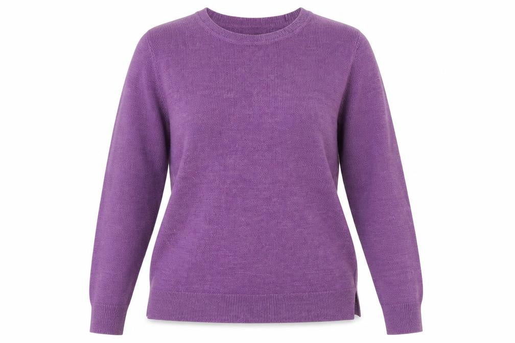 Front view of M&Co women’s purple knit jumper, size UK 12
