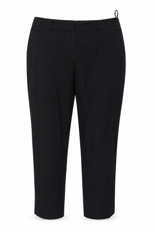 Front view of Dorothy Perkins women’s black trousers, size UK 14, 20-inch leg