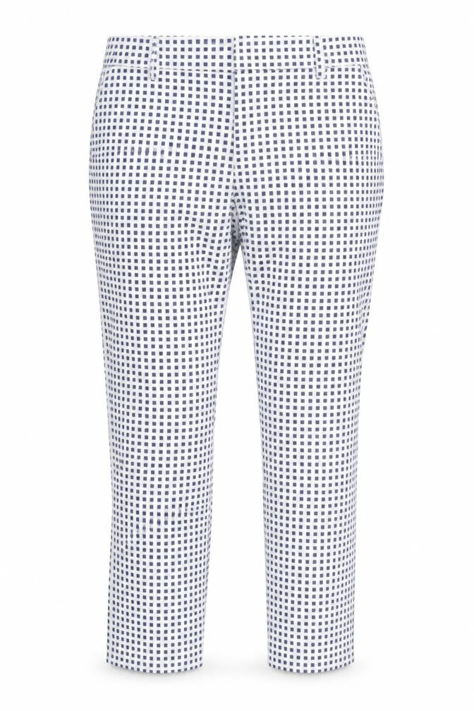 Front view of mohito collection women’s multicoloured check trousers, size UK 8, 26-inch leg