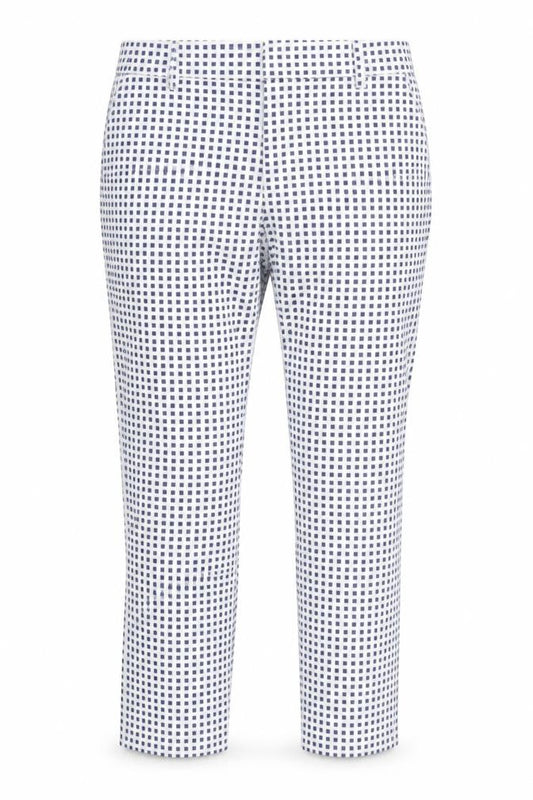 Front view of mohito collection women’s multicoloured check trousers, size UK 8, 26-inch leg