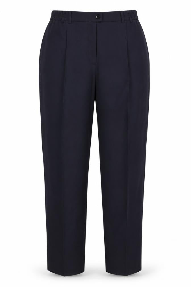 Front view of wichele women’s blue trousers, size UK 18, 30-inch leg