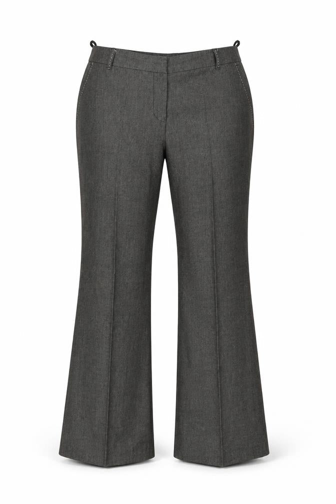 Front view of Marks & Spencer women’s grey trousers, size UK 14, 30-inch leg
