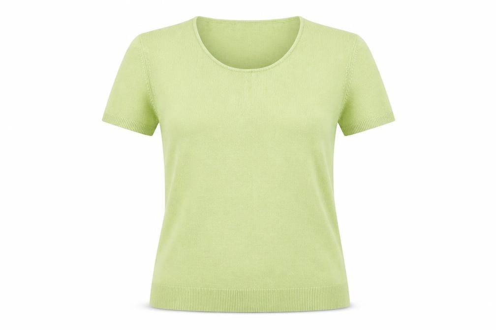 Front view of Daxon women’s green basic t-shirt, size UK 14