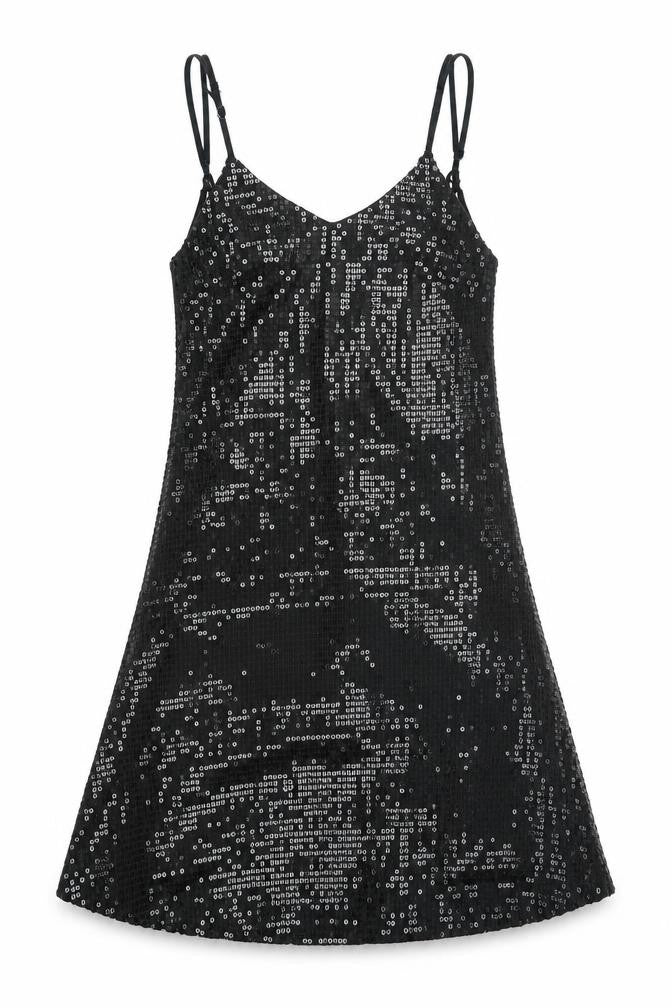 Front view of Evita women’s black fit & flare, size UK 10