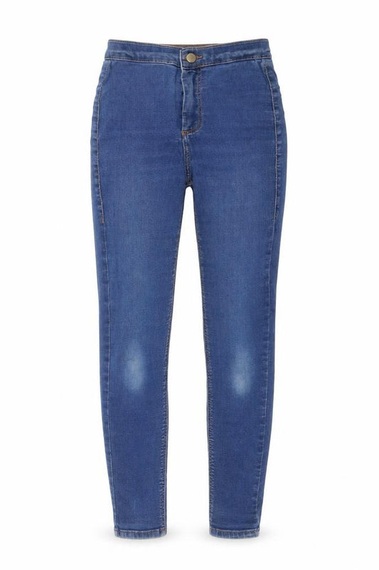 Front view of Topshop women’s blue denim skinny jeans, size UK 24, in, 26-inch leg
