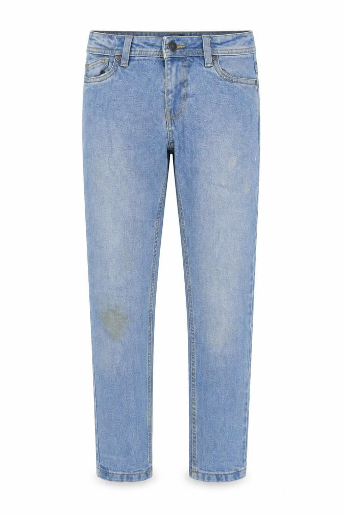 Front view of MONO boys’ blue denim tapered jeans, size 10, years