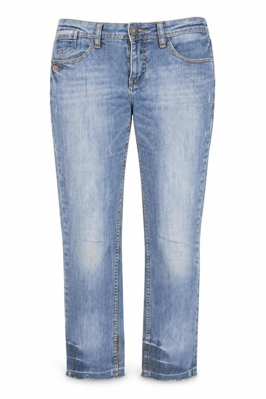 Front view of Rip Curls women’s blue denim straight jeans, size UK 29, in, 29-inch leg