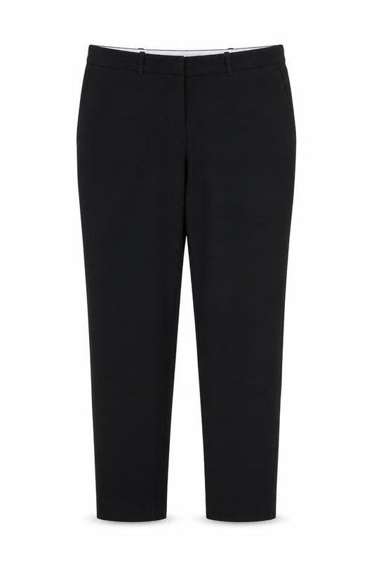 Front view of Next women’s black trousers, size UK 10, 27-inch leg