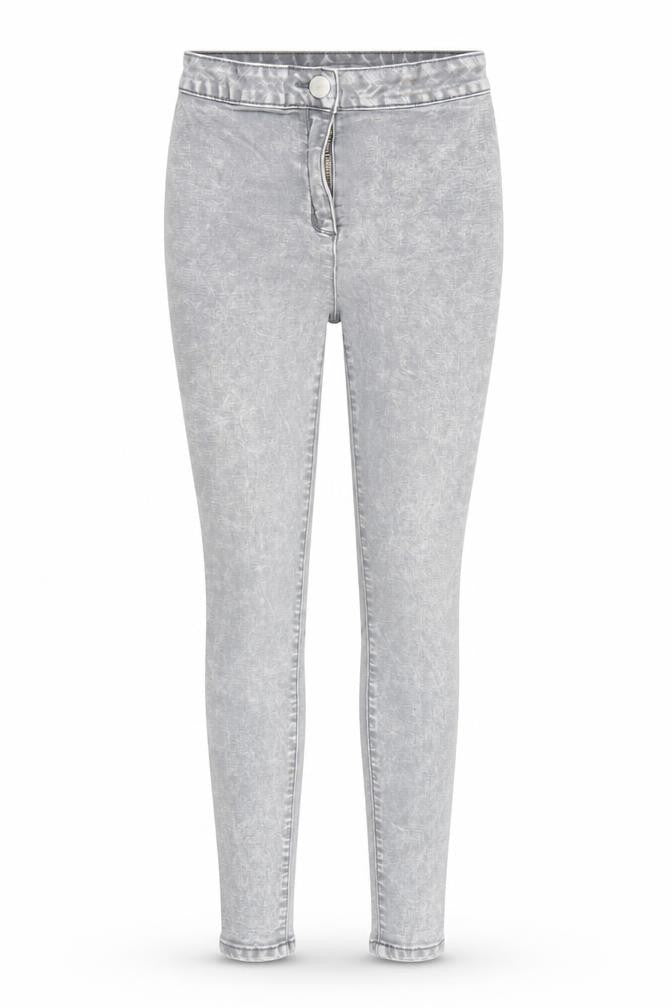 Front view of women’s grey jegging jeans, size UK 8, 27-inch leg