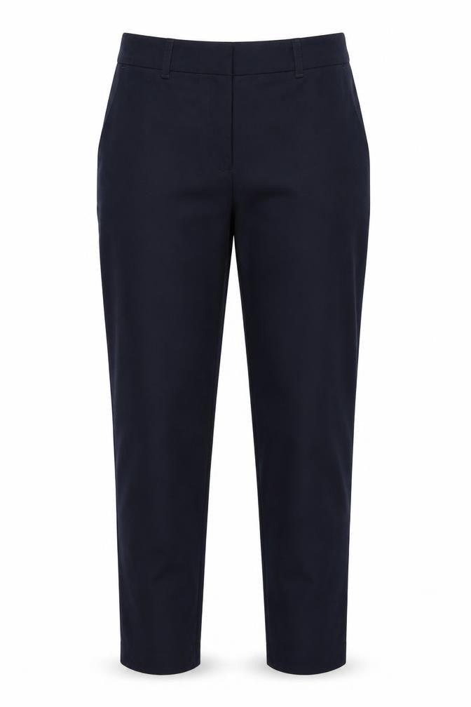 Front view of Topshop women’s blue trousers, size UK 27, 24.5-inch leg