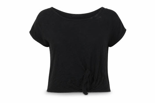 Front view of Select women’s black basic t-shirt, size UK 8