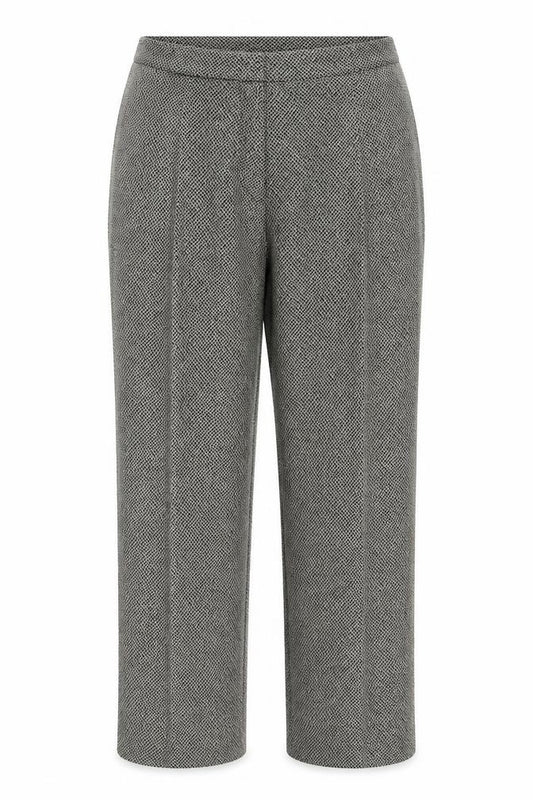 Front view of Authentic women’s beige animal print trousers, size UK 18, 29-inch leg