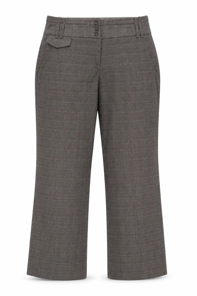 Front view of Marks & Spencer women’s brown trousers, size UK 14, 32-inch leg