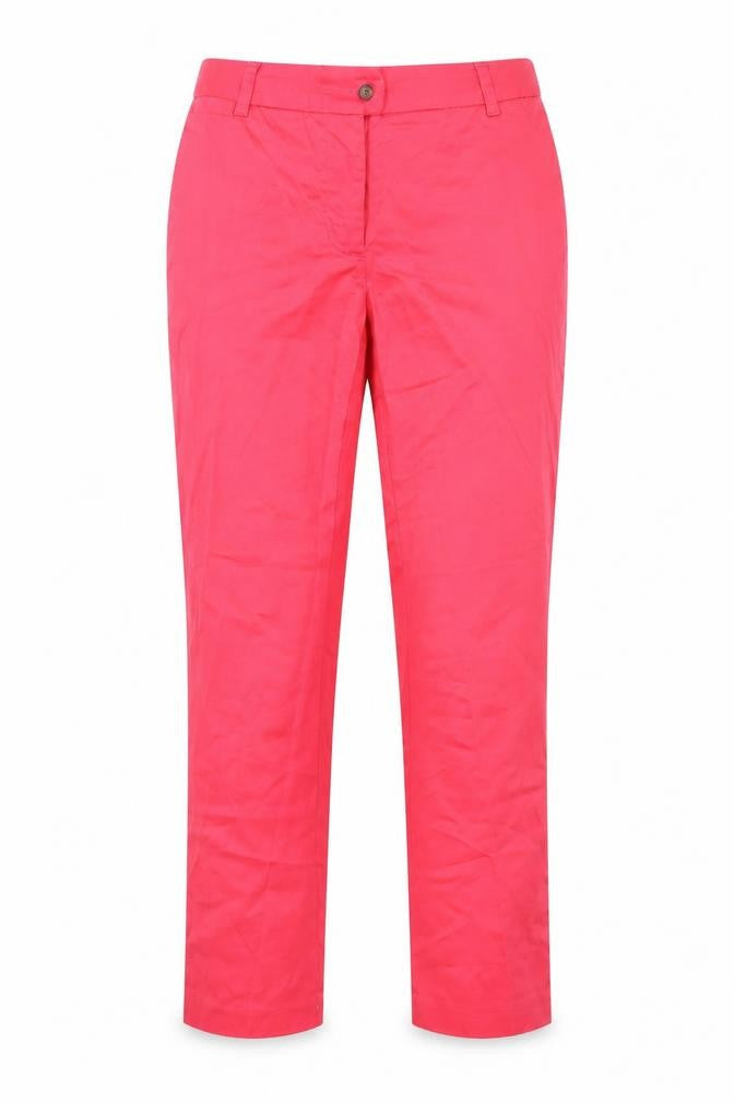 Front view of H&M women’s pink cropped trousers, size UK 10, 26-inch leg