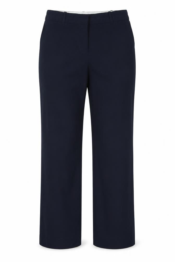 Front view of Next women’s blue trousers, size UK 10, 28-inch leg