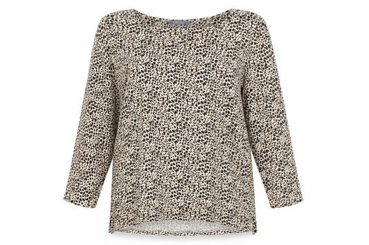 Front view of Principles women’s beige animal print basic blouse, size UK 14