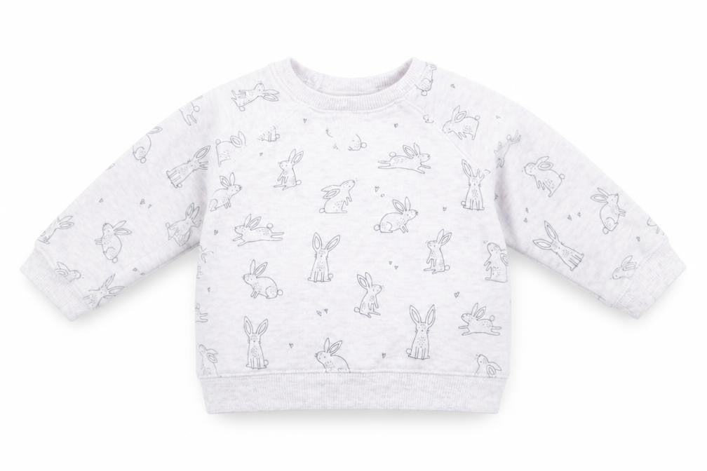 Front view of Next girls’ purple animal print jumper, size 3-6, months