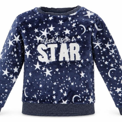 Matalan Girls Blue Geometric   Pyjama Top Size 7 Years  - Stars & Moons