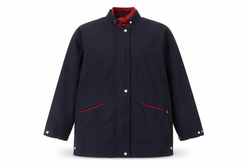 Front view of Savannah women’s blue jacket, size UK 12