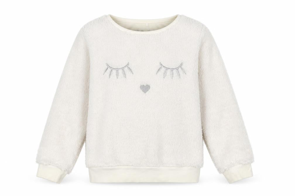 Front view of Next girls’ white top pyjama top, size 9, years