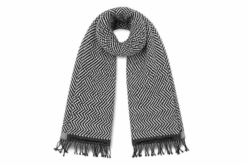Front view of Preworn women’s multicoloured herringbone shawl/wrap