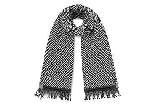 Front view of Preworn women’s multicoloured herringbone shawl/wrap