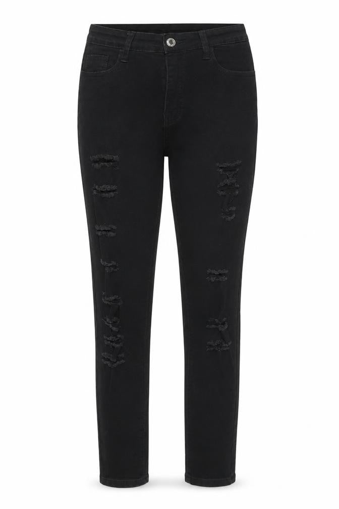 SheIn Womens Black  Denim Straight Jeans Size 10 L28 in - Torn
