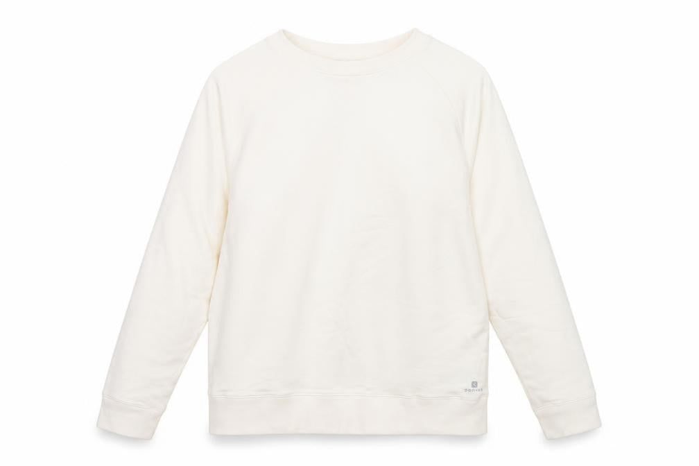 Front view of Oxylan women’s white pullover sweatshirt, size XL