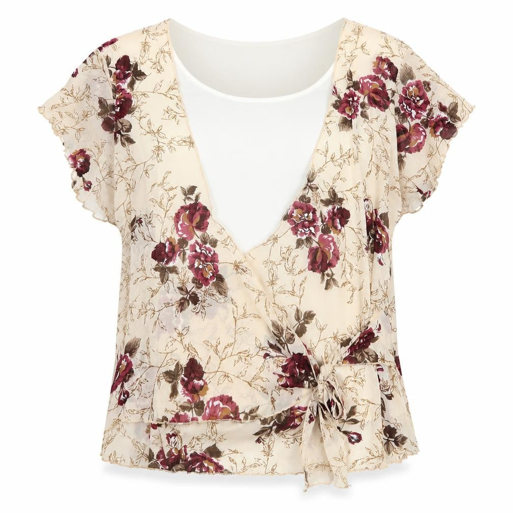 Front view of Must women’s multicoloured floral basic blouse, size 3XL