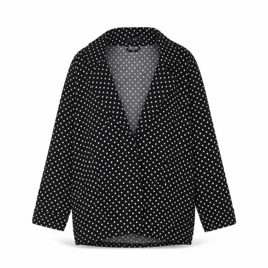 Front view of F&F women’s black polka dot jacket, size UK 8