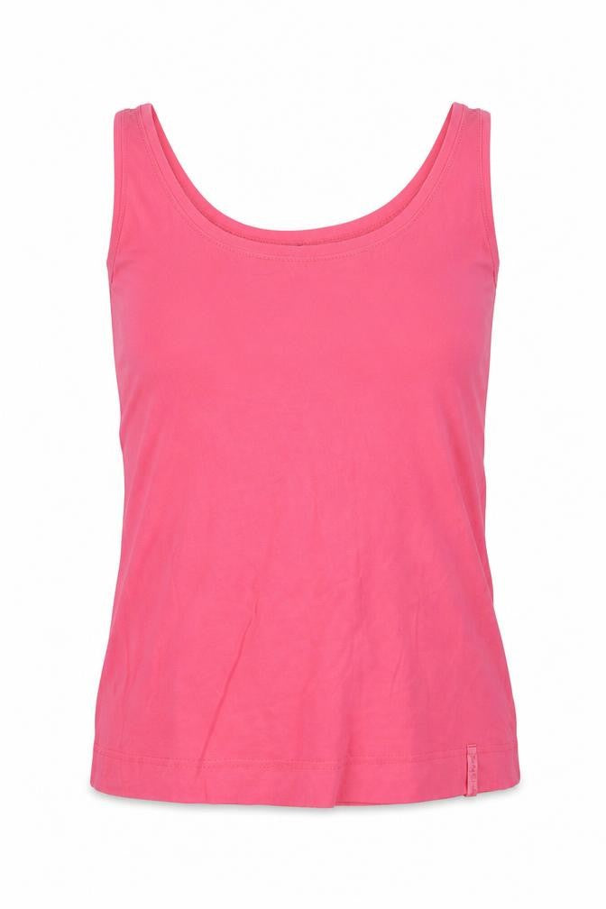 Front view of Betty Barclay women’s pink basic tank, size UK 12