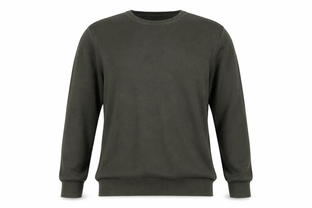 Front view of Primark men’s green knit jumper, size S