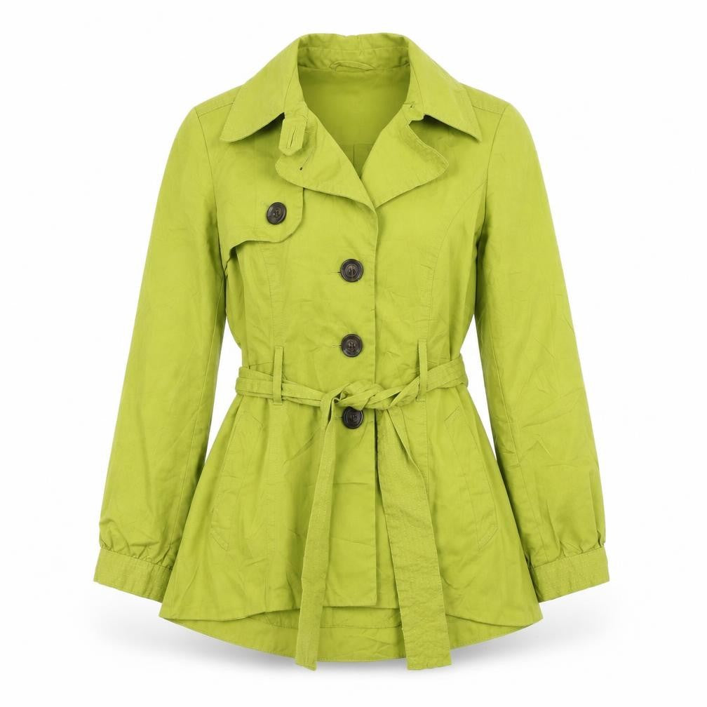 Front view of Next women’s green overcoat coat, size UK 6