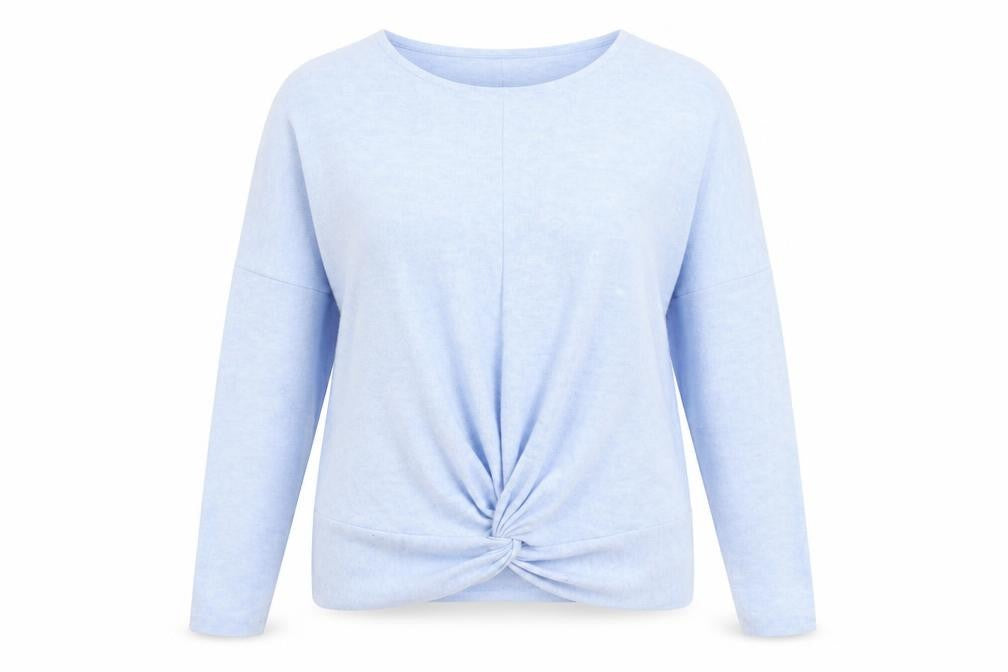 Front view of Dorothy Perkins women’s blue knit jumper, size S