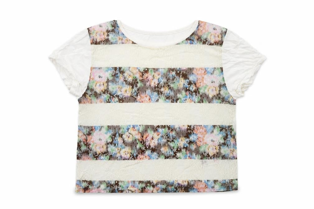 Front view of Miss Selfridge women’s white striped jersey basic t-shirt, size UK 10