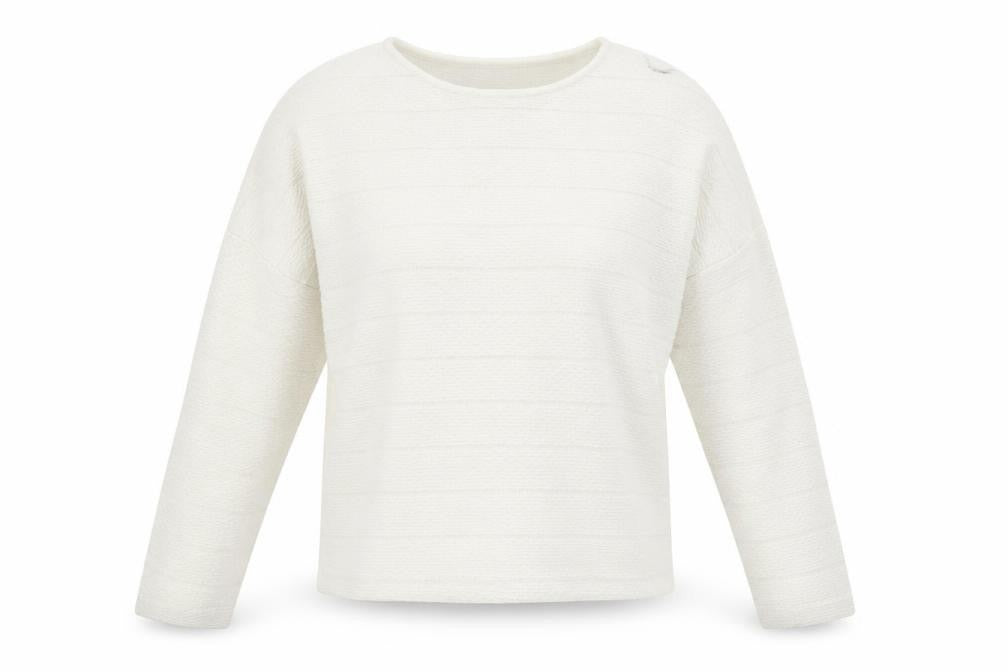 Front view of New Look women’s white jersey pullover sweatshirt, size S