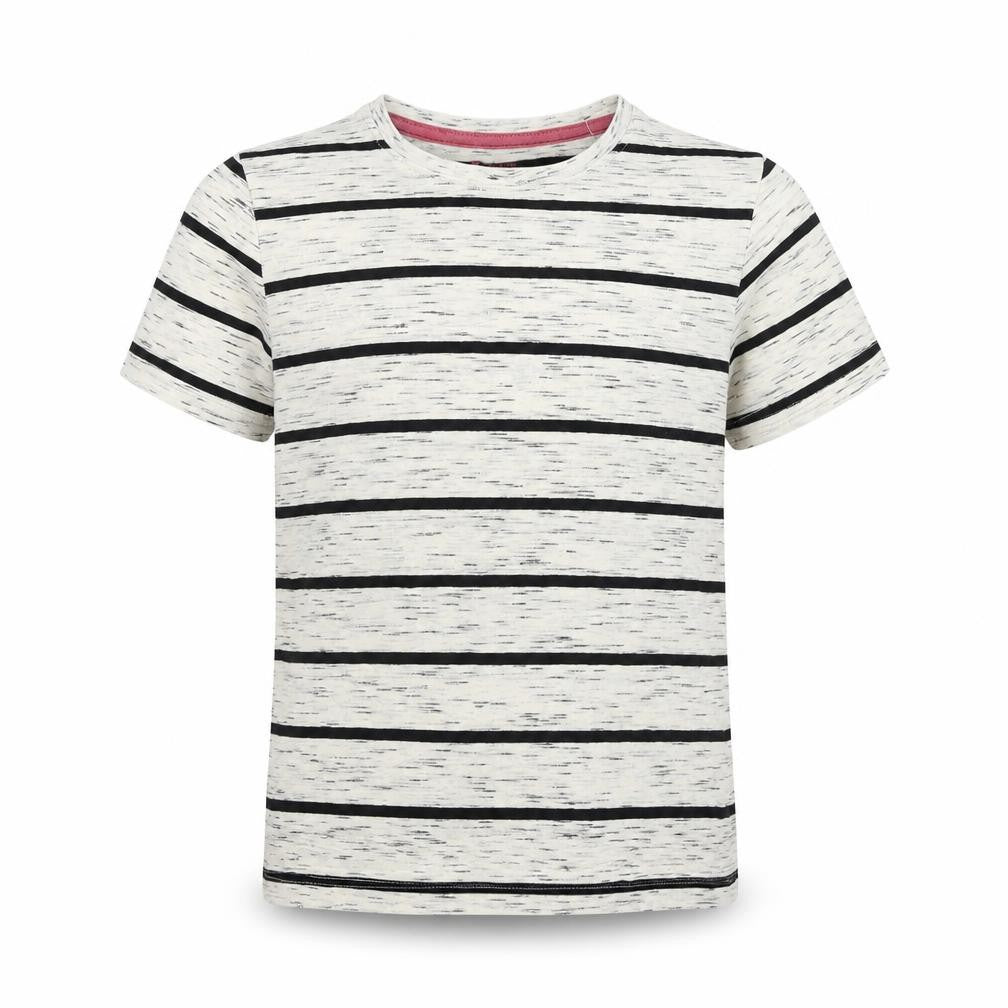 Front view of Tu boys’ beige striped basic t-shirt, size 10, years