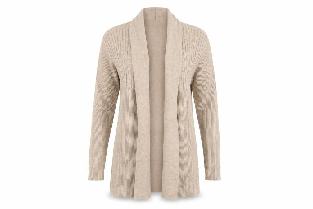 BM Collection Womens Beige  Knit Cardigan Jumper Size M
